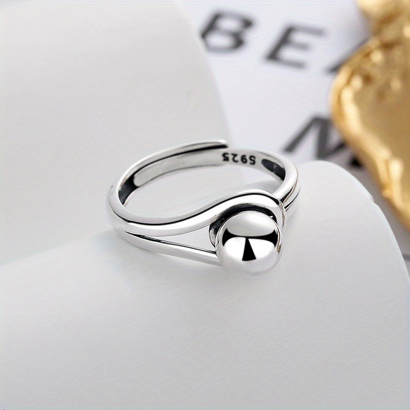 Geometric Round Ball Open Ring in 925 Sterling Silver