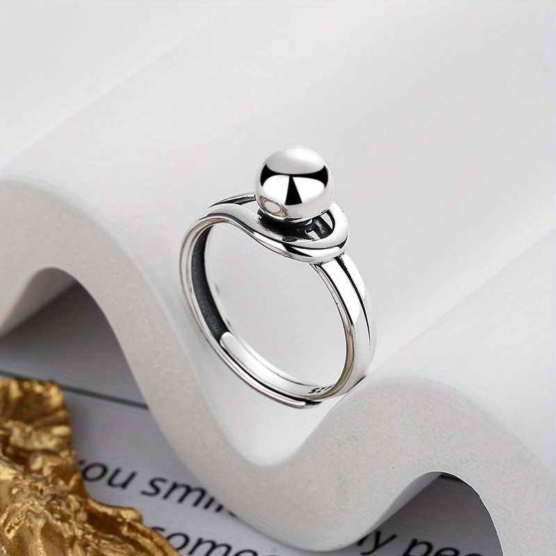 Geometric Round Ball Open Ring in 925 Sterling Silver
