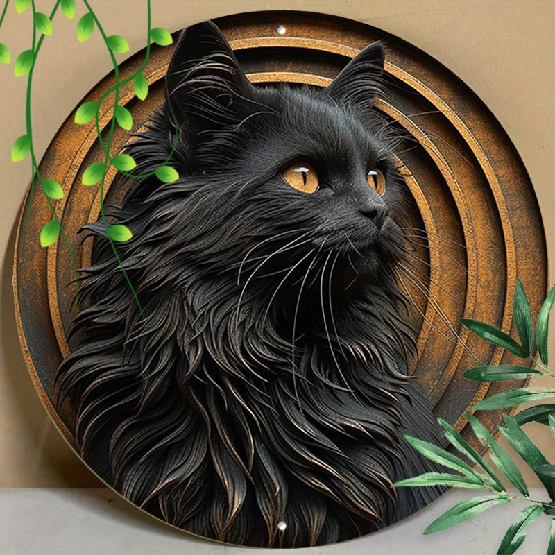 

1pc 8x8inch (20x20cm) Round Aluminum Sign Metal Sign A Persian Cat Sign Sign For Home Garden Kitchen Cafe