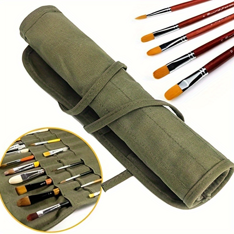 

Paint Brush Holder 22 Slots/30 Slots Paint Brush Storage Acrylic Oil Watercolor Gouache Paint Brush Roll Canvas Bag Oil Paint Brush Brush Pen Bag Water Chalk Storage Bag For Artists