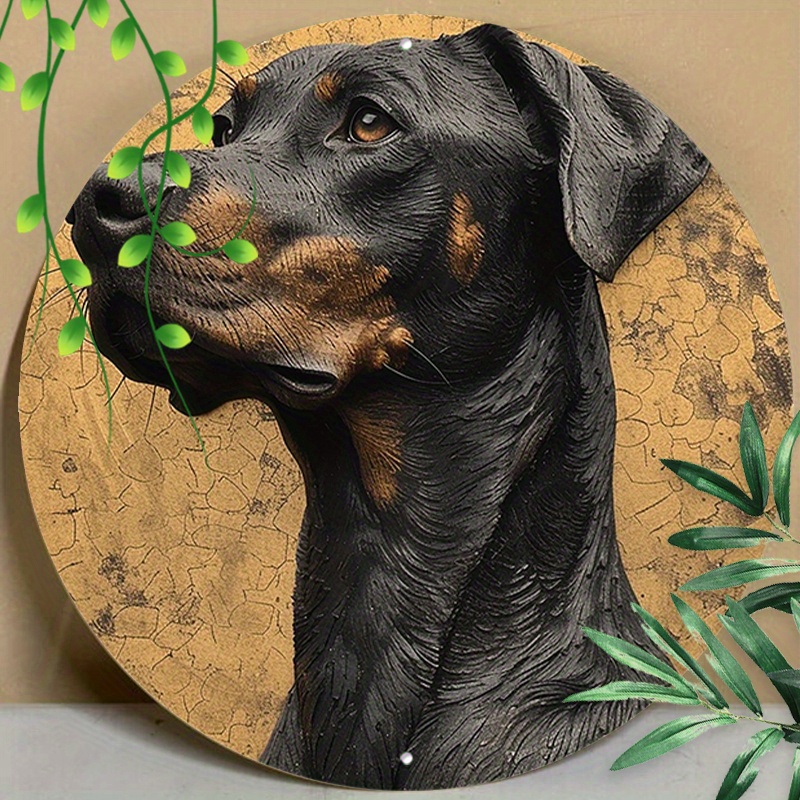 

1pc 8x8inch (20x20cm) Round Aluminum Sign Metal Sign Doberman Pinscher Sign Round Metal Aluminum Sign For Garden Kitchen Restaurant Garage