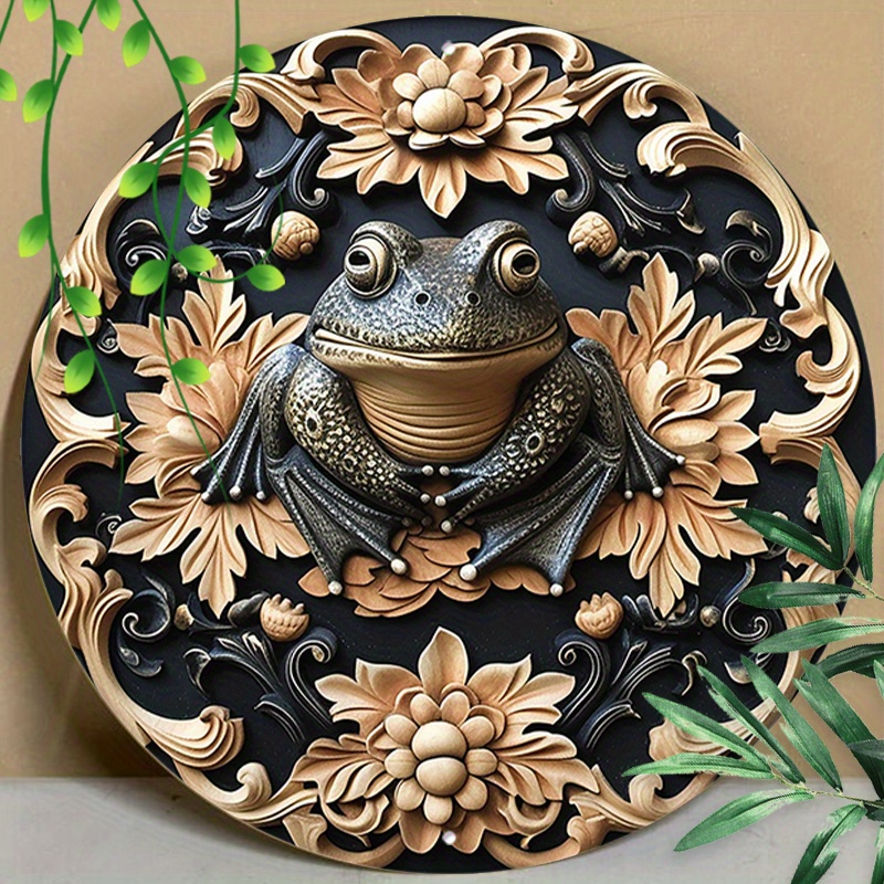 

1pc 8x8in/20x20cm Round Aluminum Sign, Metal Sign, Frog Sign, Tin Sign For Home Garden