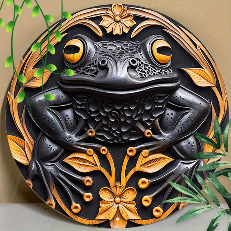 

1pc 8x8in/20x20cm Round Aluminum Sign, Metal Sign, Frog Sign, Tin Sign For Home Garden