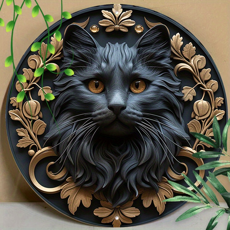 

1pc 8x8inch (20x20cm) Round Aluminum Sign Metal Sign Funny A Persian Cat Sign Tin Sign For Club Parlor Cafe Store Home