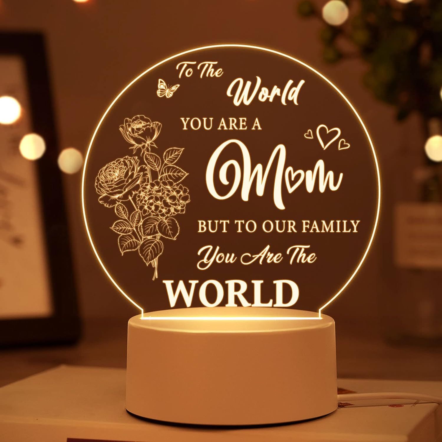

1pc Gifts For Mom - Mom Birthday Gifts From Daughter/son With Engraved Saying Night Light, Acrylic Night Lamp Gifts For Birthday, Valentine's Day, Thanksgiving Day, Best Mom Gifts