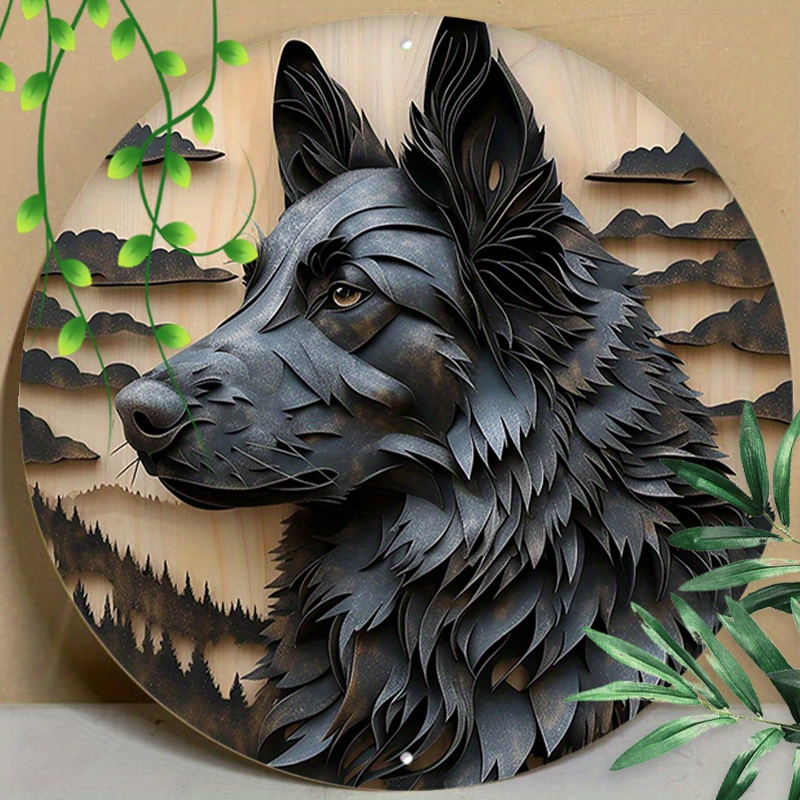 

1pc 8x8inch (20x20cm) Round Aluminum Sign Metal Sign Funny Shepherd Dog Sign For Home Garden Kitchen Cafe Restaurant