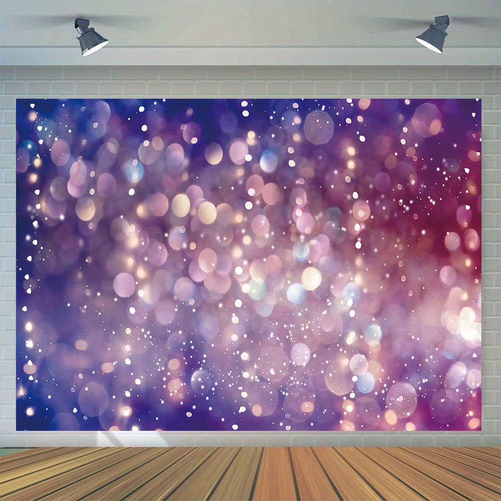 

1pc, Purple Starry Sky Sequin Photography Backdrop, Vinyl Birthday Party Prom Portrait Backdrop Wedding Bridal Shower Banner Cake Table Wallpaper Decoration Photo Studio