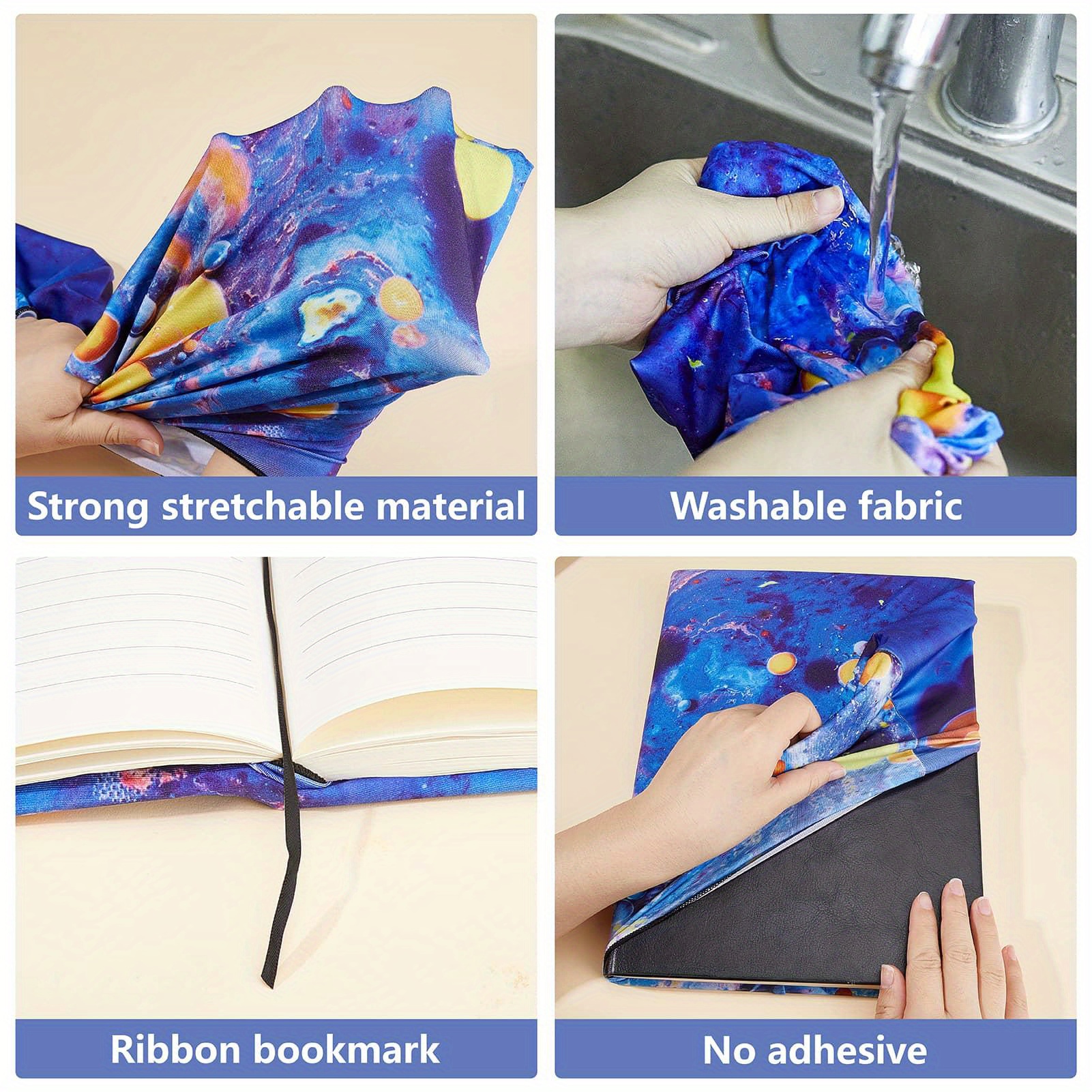 2 Stretchable Book Covers Classroom Textbook Protection Colors Washable  Reusable 