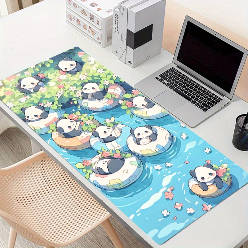

Cute Anime Panda Large Game Mouse Pad Computer Kawaii Healing Keyboard Pad Desk Mat Natural Rubber Non-slip Office Mousepad Office Table Accessories For Work Game Office Home Gifts Size 35.4x15.7in