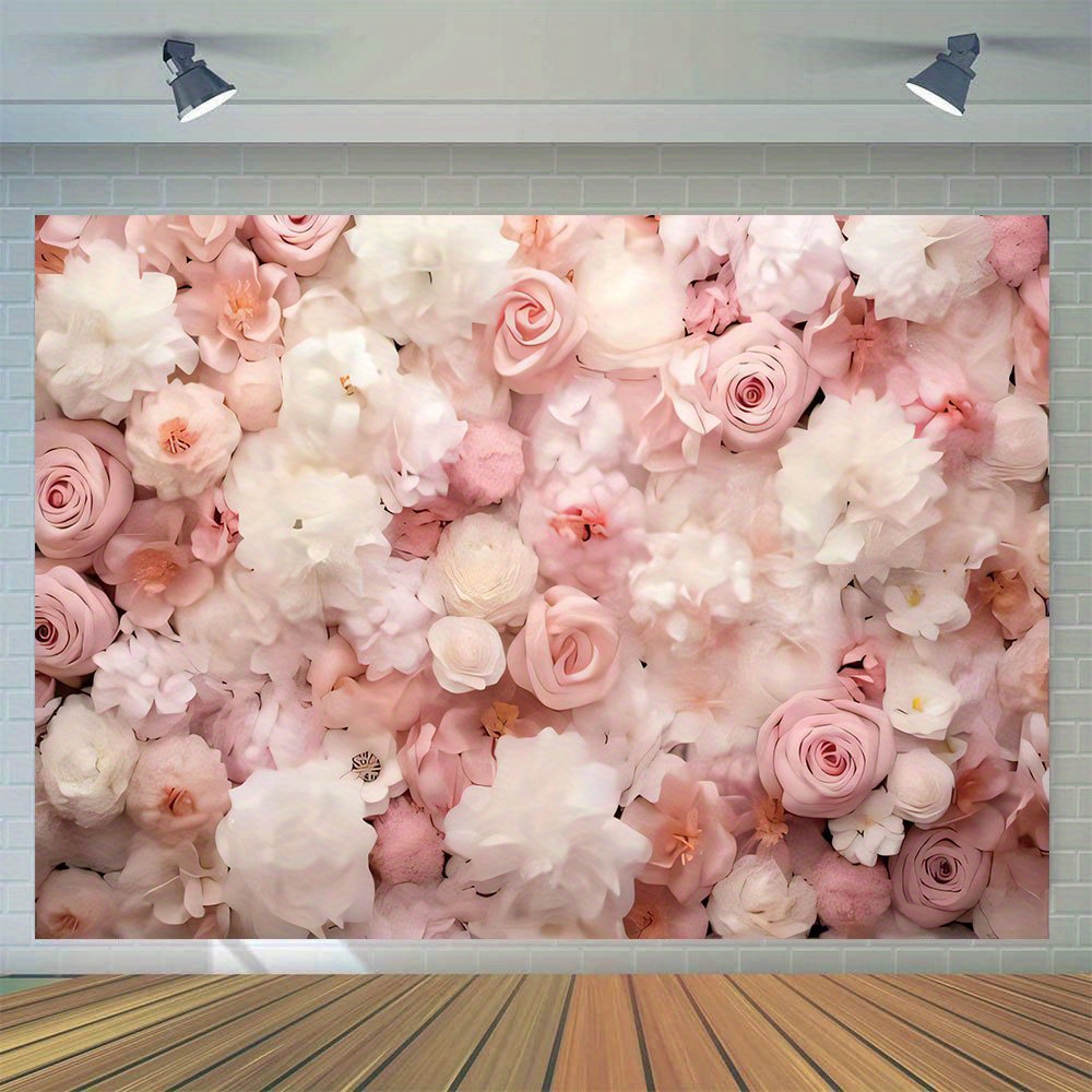

1pc, Wall Photography Backdrop, Vinyl Spring Party Tea Party Flowers Backdrop Birthday Party Wedding Bridal Shower Anniversary Ceremony Decoration Photo Booth Props
