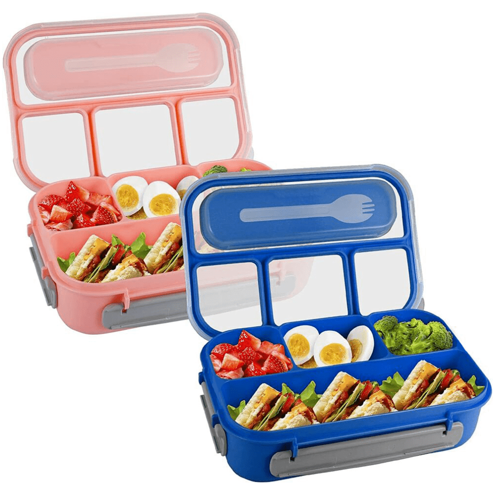 

1pc Portable 4-grid Bento Lunch Box, Geometric Pattern, Durable Pp Material Bento Box, Ideal For Camping, Picnics & Outdoors