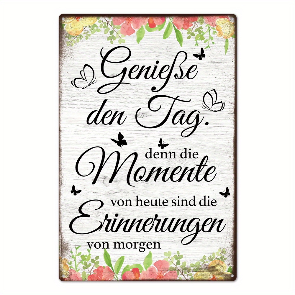 Image of Putuo Decor 1pc German Vintage Metal Tin Sign, Genieße Den Tag, Wall Art Decor For Home Room, 7.8 X 11.8 Inches Gifts