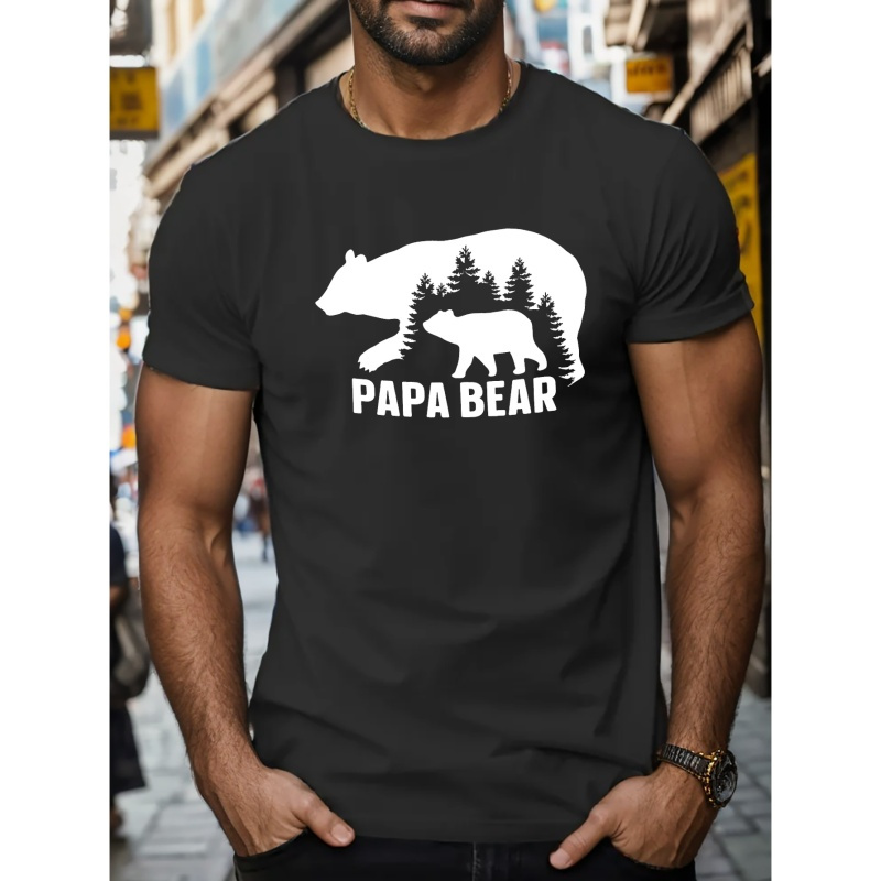 

T-shirt Pour Homme Avec Motif Ours, Manches Courtes Polyvalentes, Col Rond, Haut De Sport D'été