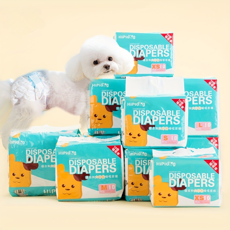 

10pcs Super Absorbent Leak-proof Disposable Dog Diapers, For Dogs, Pet Supplies