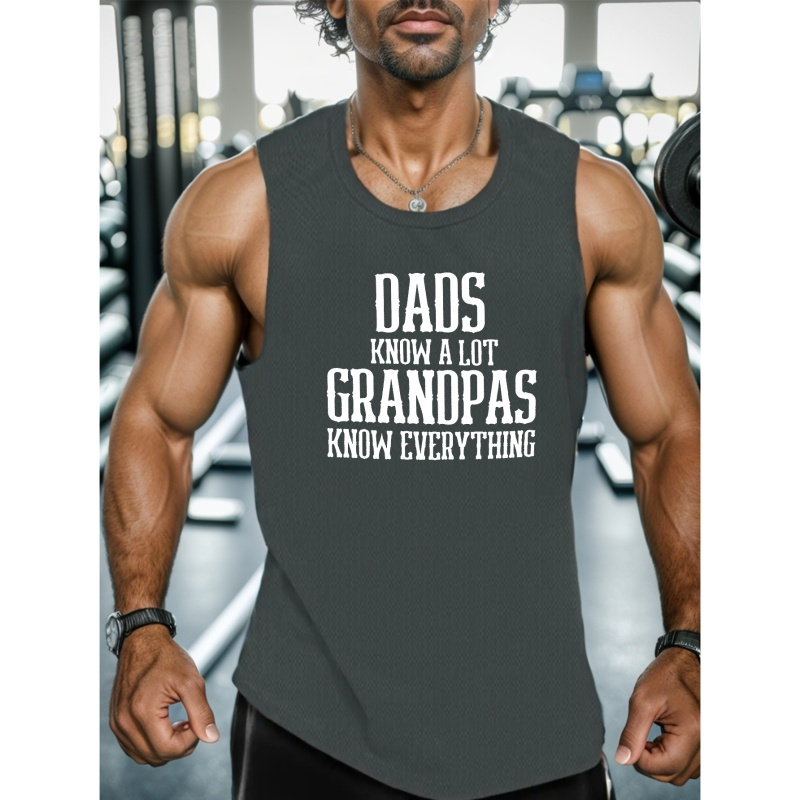 

Dads Know A Lot Print Men's Breathable Vest, Casual Sleeveless Summer Sports Tank Top