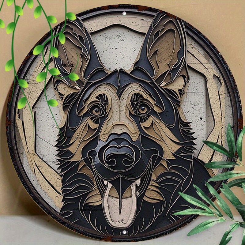 

1pc 8x8inch (20x20cm) Round Aluminum Sign Metal Sign Funny Signs A German Shepherd Dogs For Home Decor, Room Decor