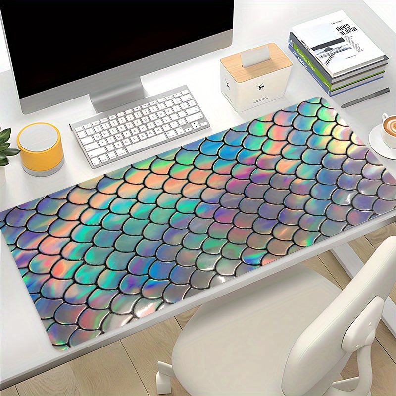 

Colorful Mermaid Scales Large Game Mouse Pad Dazzling Computer Hd Keyboard Pad Desk Mat Natural Rubber Non-slip Office Mousepad Office Table Accessories For Work Game Office Home Size 35.4x15.7in