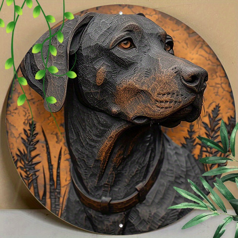 

1pc 8x8inch (20x20cm) Round Aluminum Sign Metal Sign Metal Doberman Pinscher Sign Round Aluminum Retro Tin Sign For Home Garden Kitchen Cafe Garage