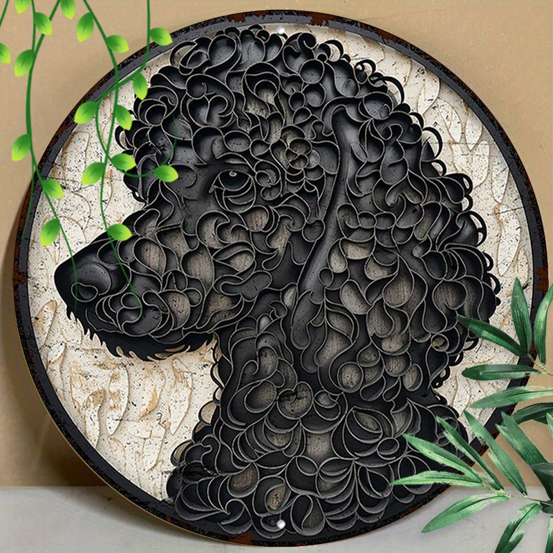 

1pc 8x8inch (20x20cm) Round Aluminum Sign Metal Sign Metal Sign A Poodle For Restaurant Decor, Home Decor