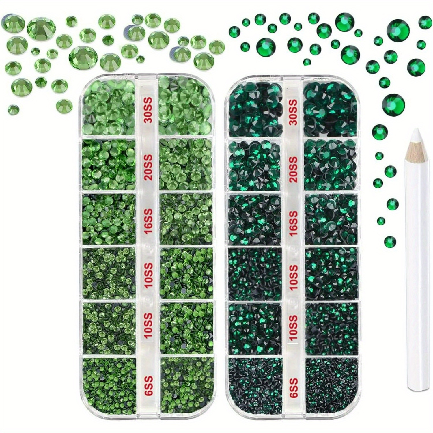 TEMU Strass Plat Dos Non Thermocollants, Strass Bleu , Kit de Brosse à Strass avec Strass, 5 Tailles SS6-SS30