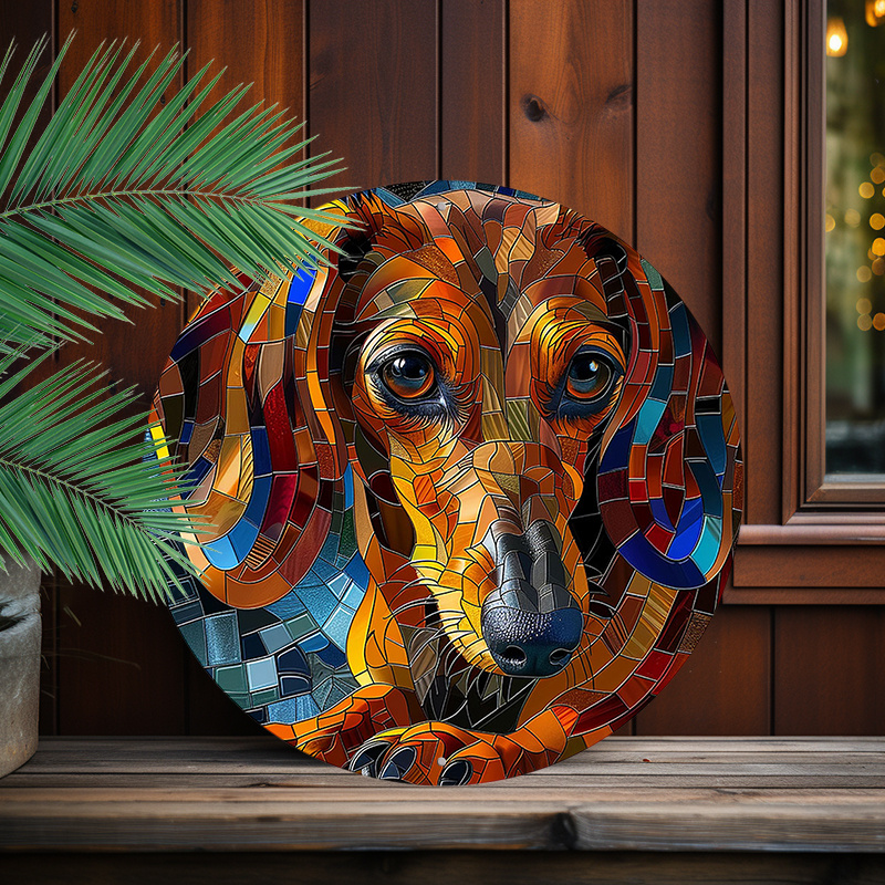 

1pc 8x8inch (20x20cm) Round Aluminum Sign Metal Sign Funny Dachshund For Home Decorations Cafe Bathroom Garage Office Family The Restaurant
