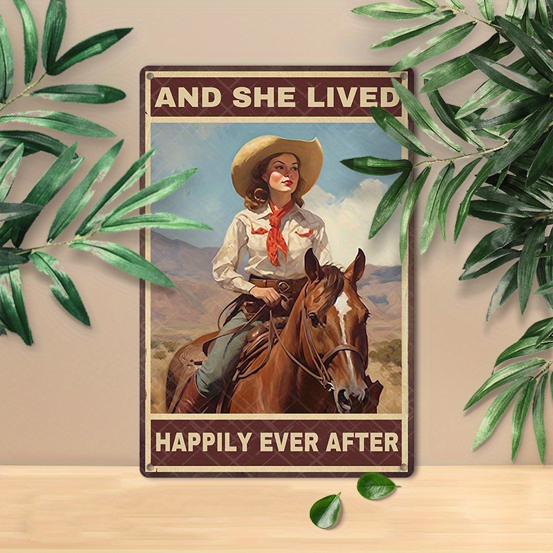 

1pc 8x12inch (20x30cm) Aluminum Sign Metal Sign Vintage Cowgirl Wall Art Nostalgic Gift For Horse Lovers Vintage Farmhouse Wall Art