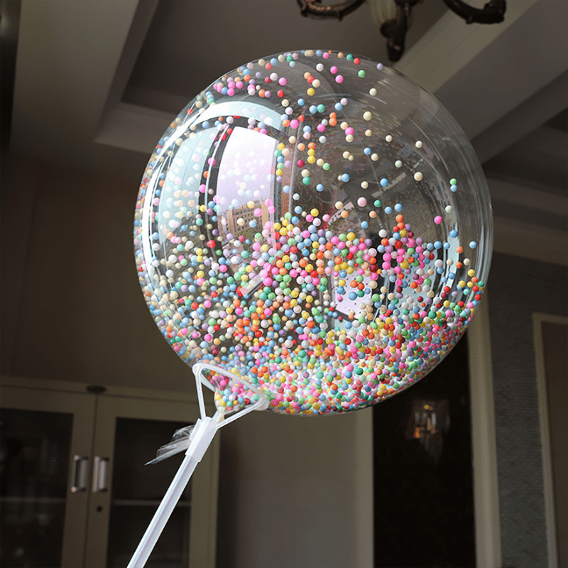 

5pcs Colorful Foam Confetti Filled Bubble Balloons, Birthday Party Decor, Anniversary Decor, Graduation Decor, Holiday Decor, Mother's Day Decor, Indoor Outdoor Decor, Home Decor, Room Decor