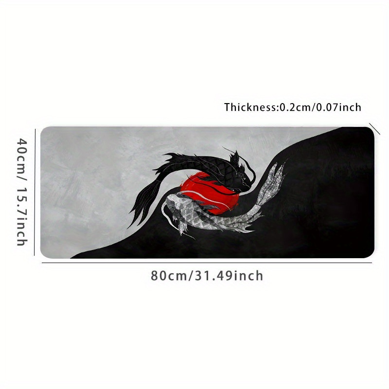 Japanese Black White Koi Fish Large Game Mouse Pad Computer - Temu