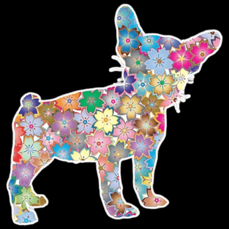 French Bulldog Flower Silhouette Vinyl Sticker Decal - Temu Canada