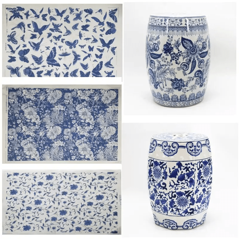 

1pc Ceramic Glaze Colored Flower Paper, Blue And White Pattern High-temperature Glaze Flower Paste, Ceramic Sticker Underglaze Transfer Paper, Diy Ceramic Color Transfer