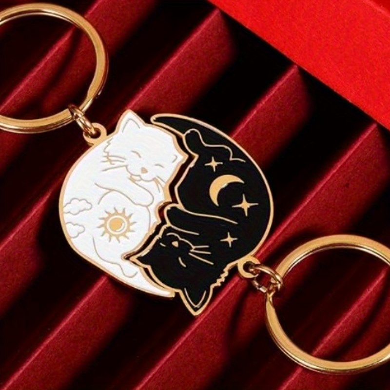 

1pc/2pcs Cute Kitten Keychain For Boyfriend Girlfriend, Fashion Pendant For Cat Lover, Anniversary Birthday Gift