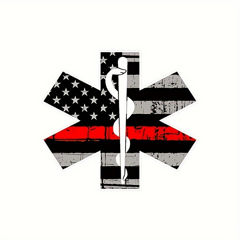 Thin Red Line Firefighter Cross Vehicle Decal. Vinyl Decal