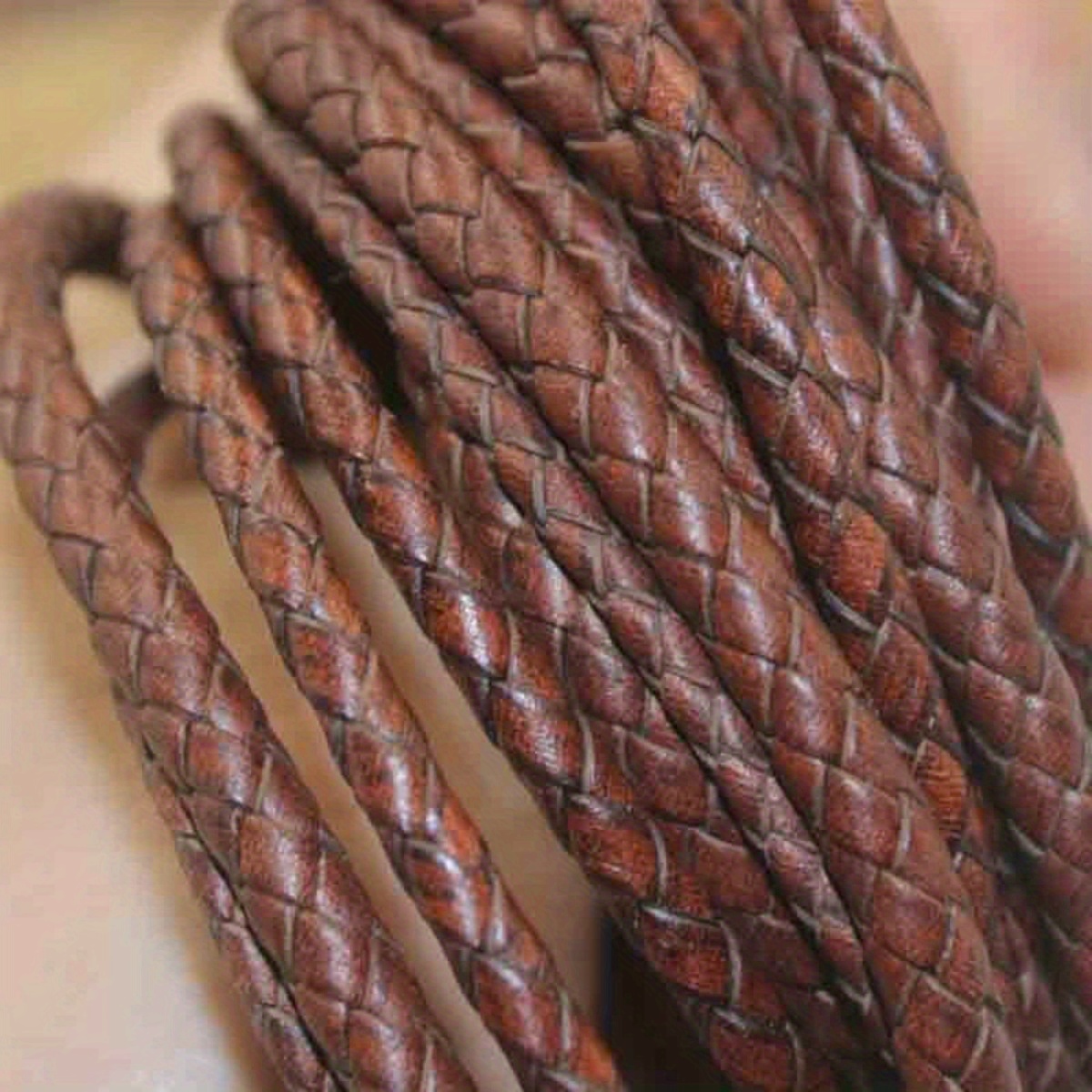 

Brown Handcraft Braided Woven Cowhide Leather Cords Round Cowhide Leather Diy Bracelet Jewelry Making