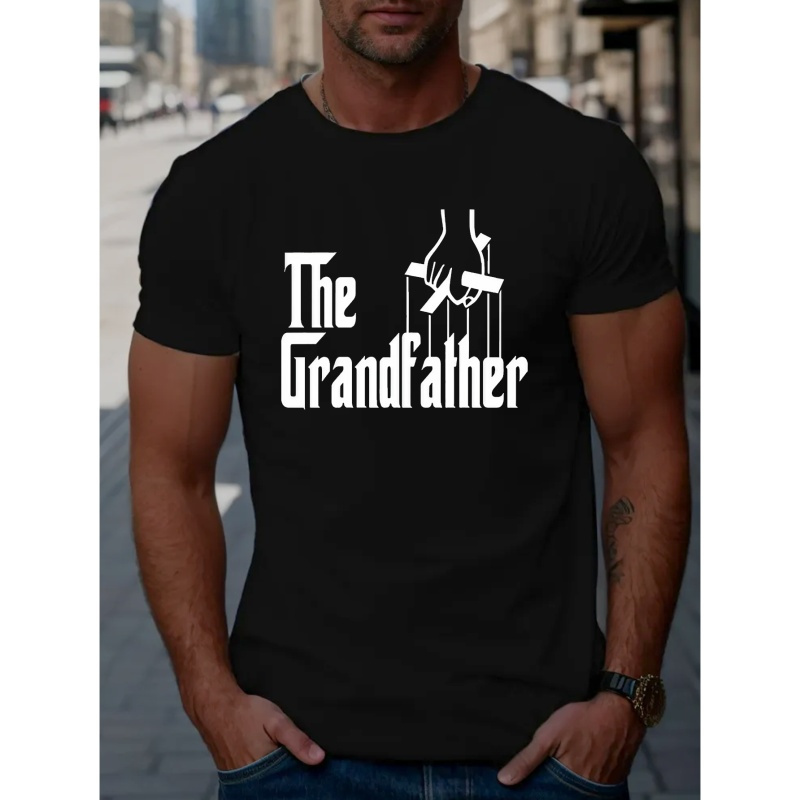 

The Grandfather Graphic Print Men's Creative Top, Casual Short Sleeve Crew Neck T-shirt, Men's Clothing For Summer Outdoor