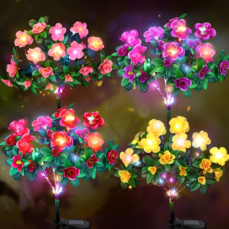 

1pack Solar Azalea Light, Warm Color Light With 21 Flowers, Holiday Yard Decoration Garden Light, Outdoor Lawn Decoration Led Light, Simulation Flower