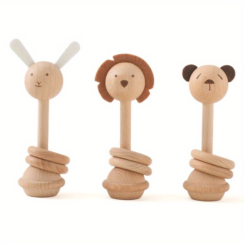 1pc Wooden Baby Rattle Set Montessori Teething Ring Log Rattle Grab Baby  Toys Training Hands Ability Cognition Early Education Toy Gift - Toys &  Games - Temu