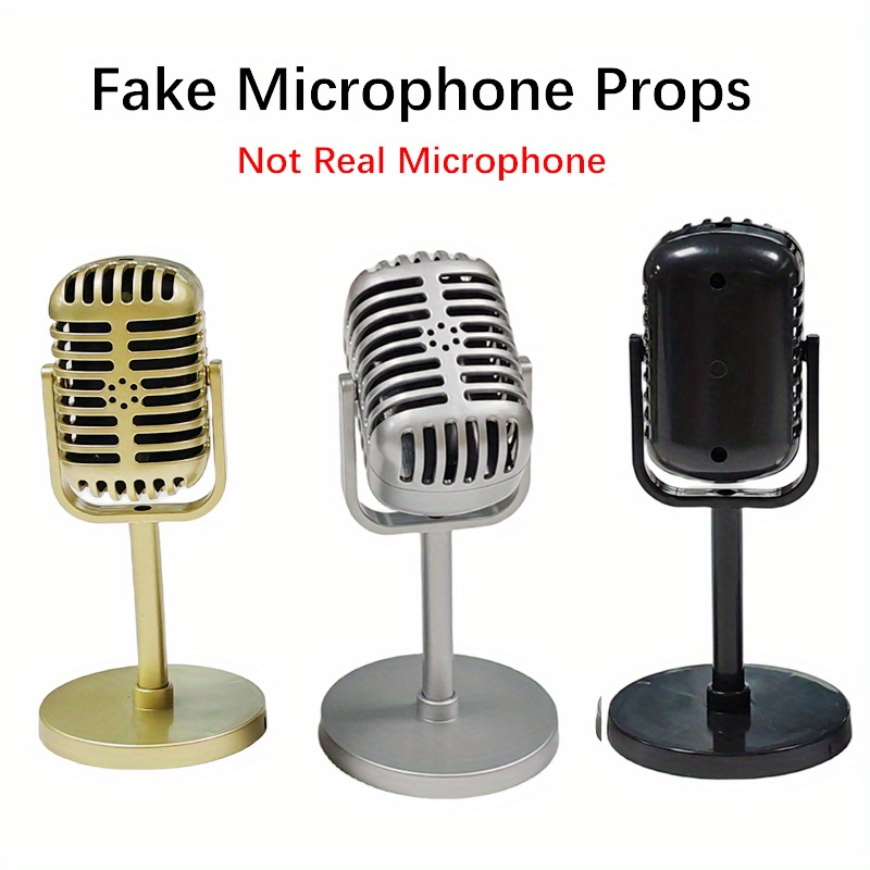 

1pc, Fake Retro Microphone Props Plastic Simulation Nostalgic Microphone Model Live Broadcast Bar Decoration Photo Props Ornaments