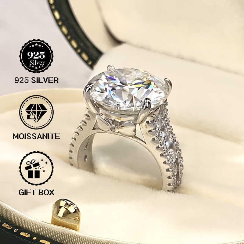 

1pc 10ct Pretty Luxurious Moissanite Bowknot Ring, 925 Sterling Silver Exquisite Jewelry, Anniversary Gift, Romantic Proposal Ring