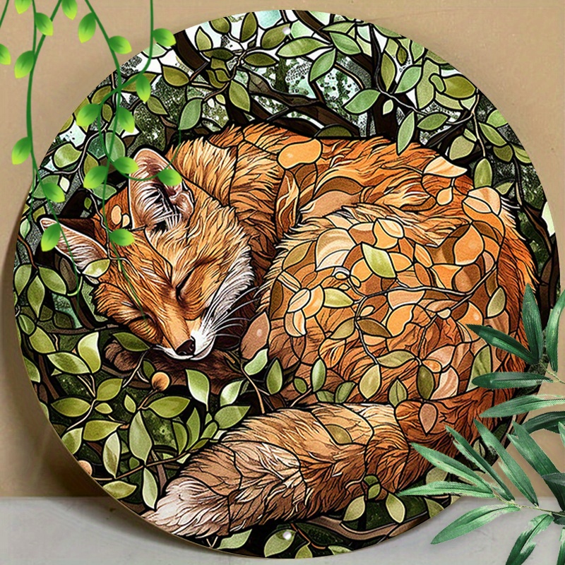 

1pc 8x8inch (20x20cm) Round Aluminum Sign Metal Sign Fox Lover Gift Vintage Style Metal Sign Wall Art Decor Metal Tin Sign