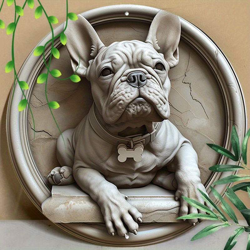 

Panneau Rond En Aluminium, 1 Pièce, 8x8 Pouces (20x20cm), Panneau Métallique, Décorations De Bouledogue Français, Panneau Métallique Pour Décor De Bureau, Café Et Café