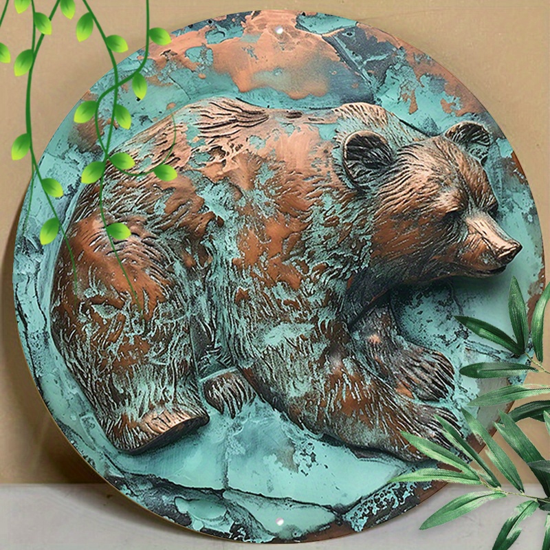

1pc 8x8inch (20x20cm) Round Aluminum Sign Metal Sign Funny Bear Vintage Art Sign For Home Garden Restaurants Cafes Office Store Club Sign Gift