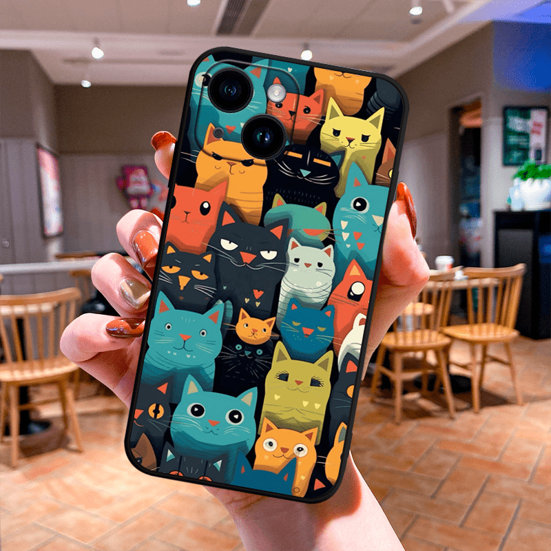 

Cute Cat Tpu Anti-slip Anti-fingerprint Phone Case For Iphone 15/14/13/12/11 Pro Plus Max/xs Max/x/xr/8/7/6/6s/se/2020/2022/12/13/14 Plus Mini