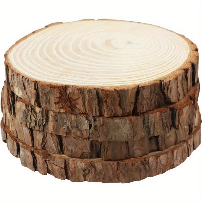 Rodajas de madera natural sin acabar, 30 discos redondos de madera de 3.5 a  4 pulgadas para manualidades, adornos de madera de Navidad, centros de