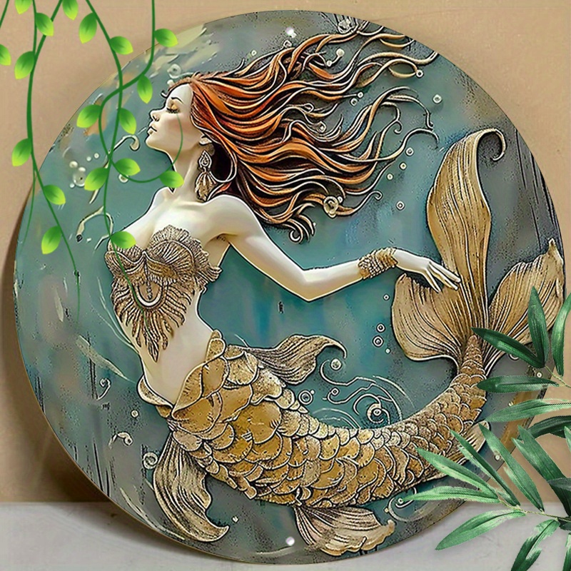 

1pc 8x8inch (20x20cm) Round Aluminum Sign Metal Sign Funny Mermaids Decor Sign For Kitchen Coffee Cafe Decor