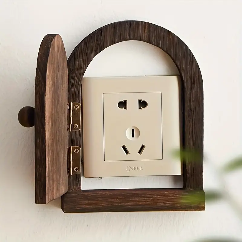 1pc anti touch button cover wall home decoration wooden door switch socket protective cover bedroom living room kitchen bathroom decoration wall switch socket details 3