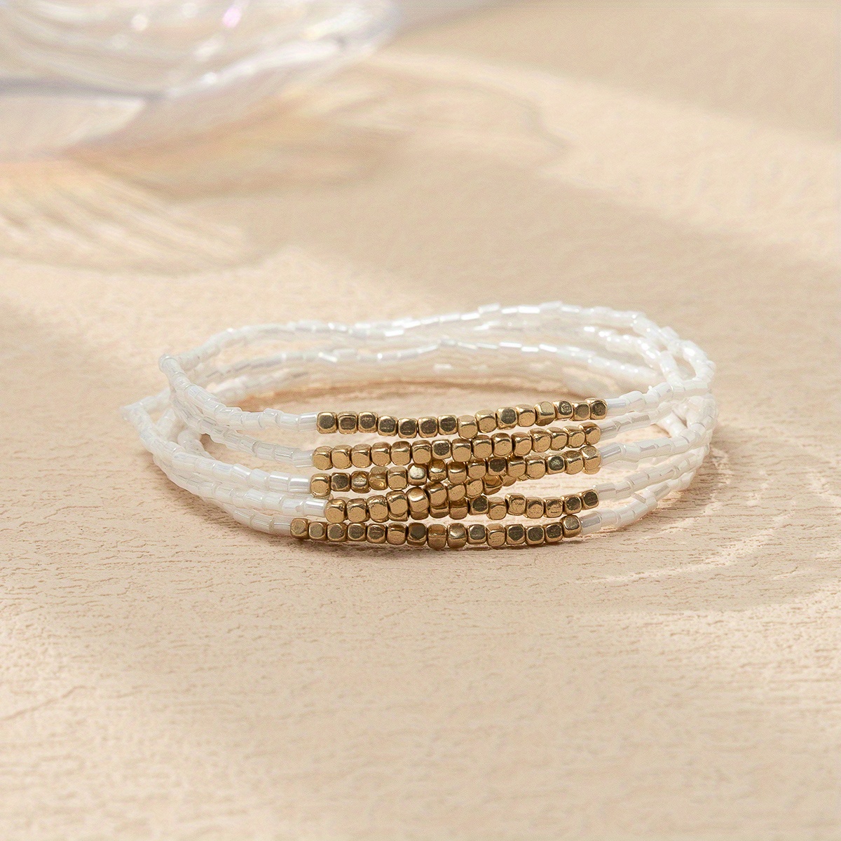 

6 Pcs Set Of Tiny Multi Color Glass Beads Design Bracelet Vintage Bohemian Style Suitable For Women Summer Daily Hand Decor