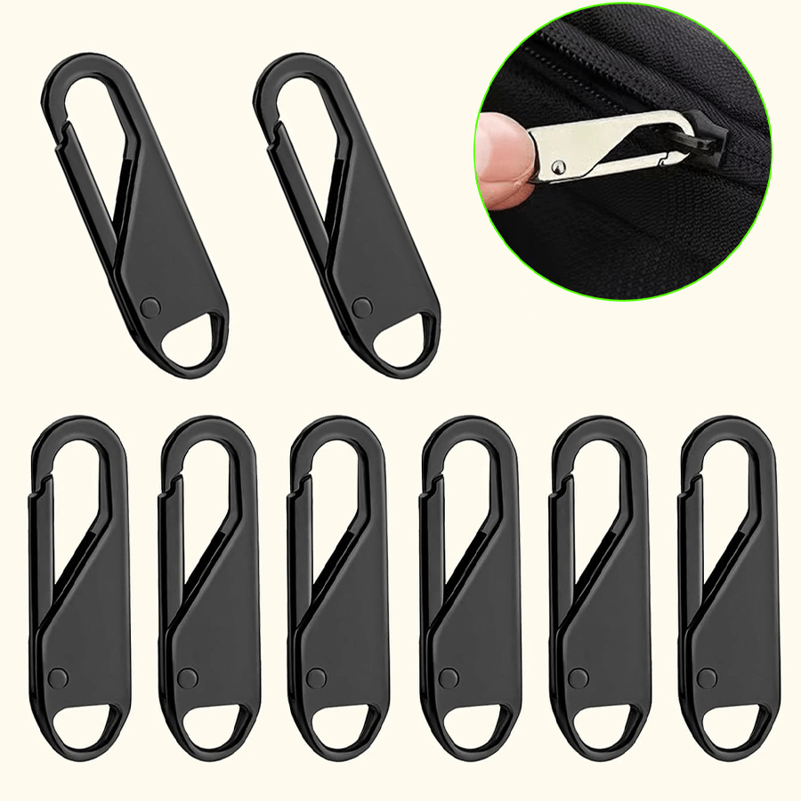 

8pcs Black Zipper Slider Puller, Instant Zipper Repair Kit, Zipper Slider Replacement For Jacket Backpacks, Sewing Supplies