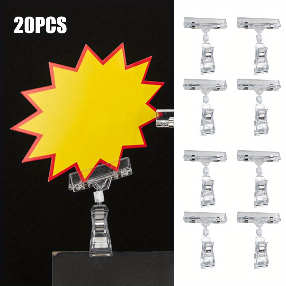 

20pcs Rotatable Universal For Retail Sign Holder Clip Price Rack Double Display