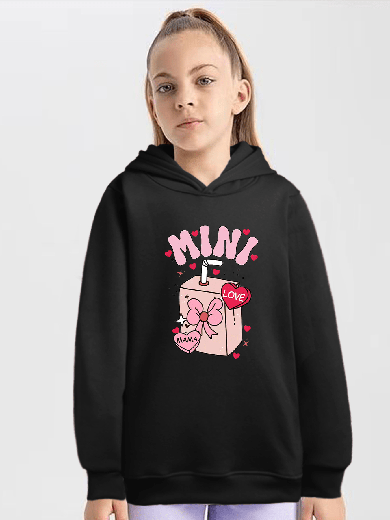Cartoon Juice Box Graphic Print Girls Warm Hoodie Mini Temu Australia