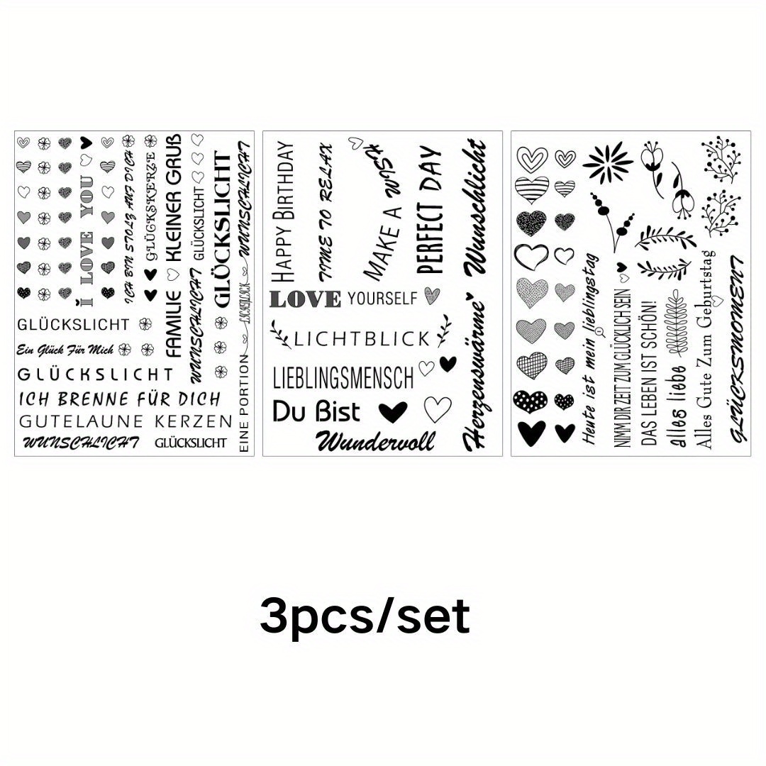 3pcs Candle Decoration Sticker Set - Water Transfer & Diy Designs For Valentine's Day, Birthdays & Home Decor
